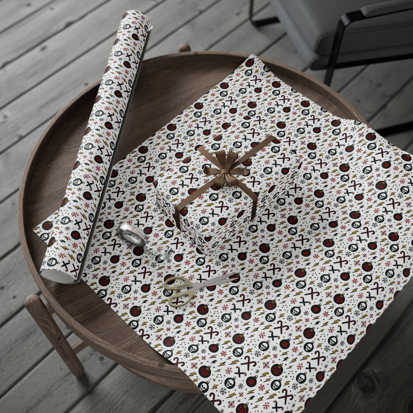 Gift Wrap, Skull and Candy Cane Ozzy Osbourne Inspired Wrapping Paper, Holiday Wrapping, Festive Gift Wrap, Music Lover Gift Wrap, Rock and