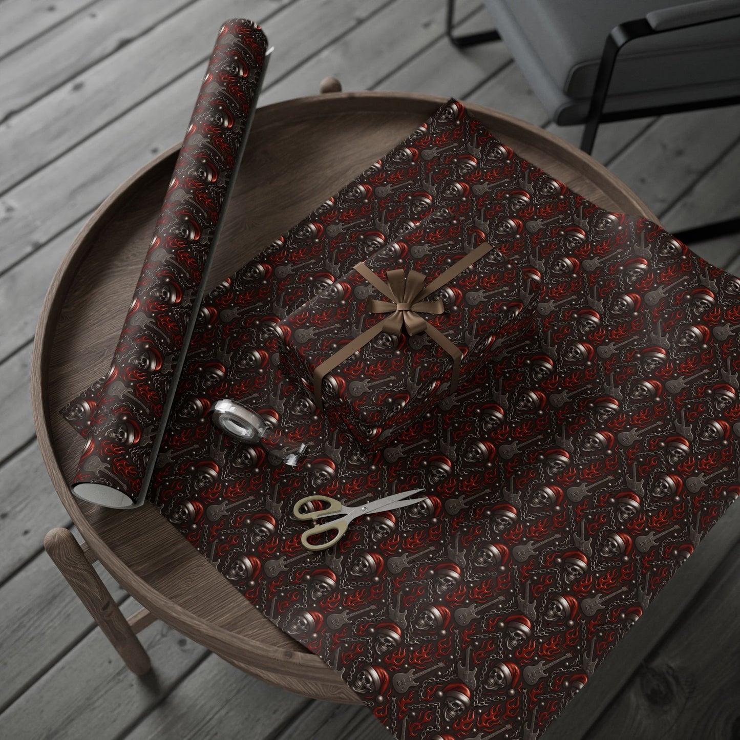 Rockstar Skeleton Santa Wrapping Paper | Christmas Gift Wrap | Edgy Holiday Paper