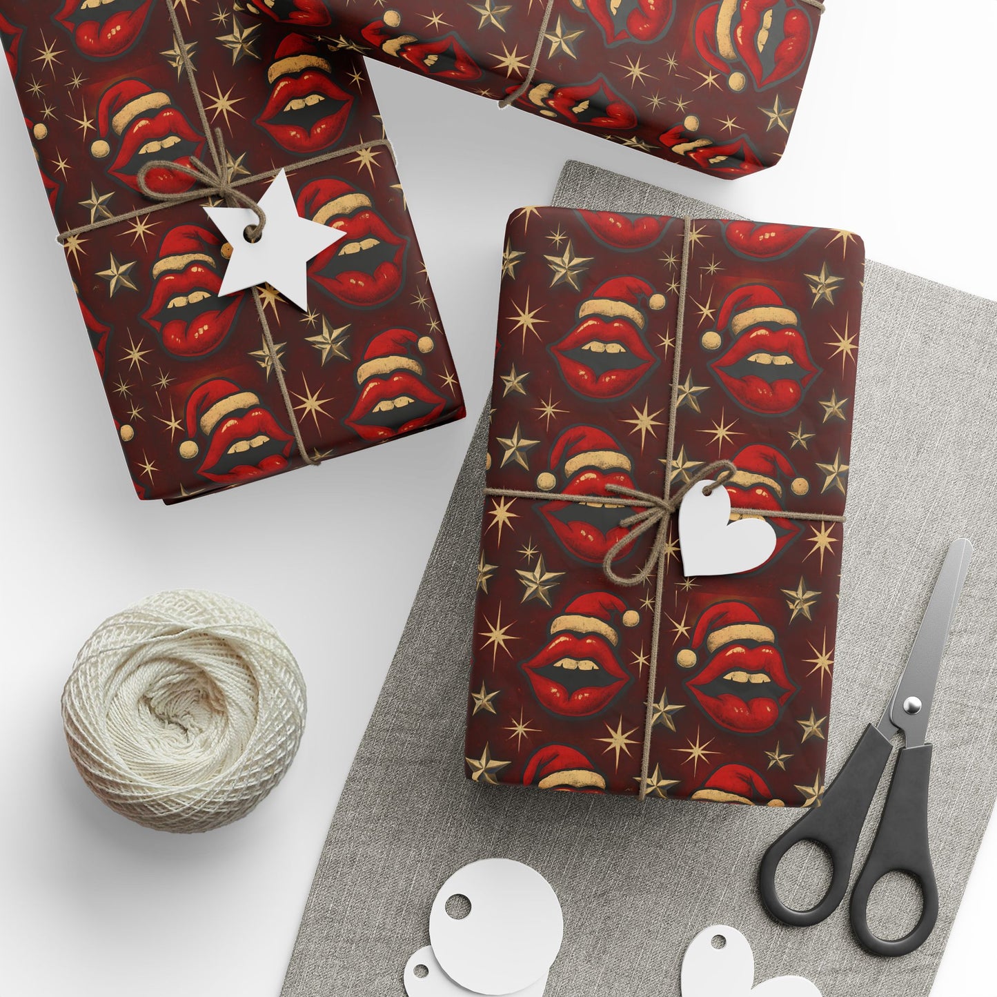 Santa lips Wrapping Papers | Holiday Candy Pattern