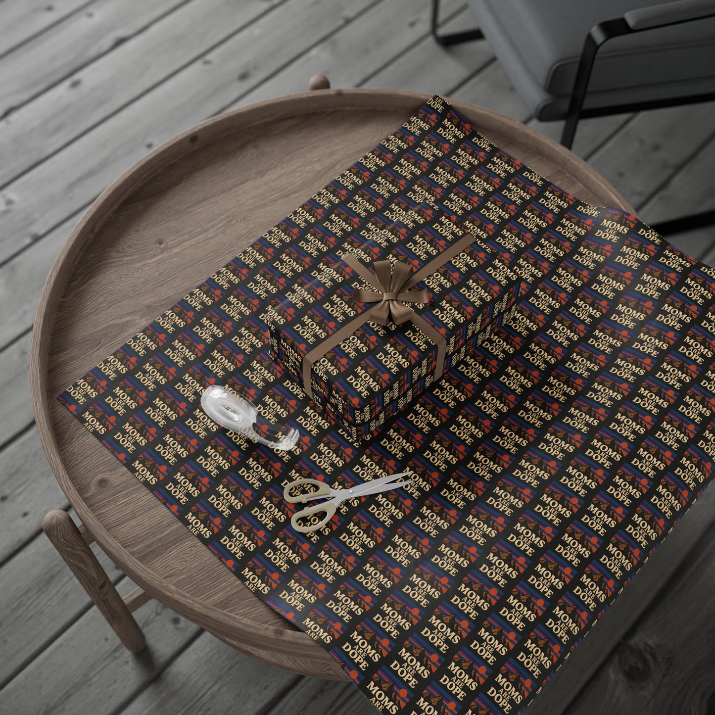 Moms Are Dope wrapping paper | Retro floral stripe pattern