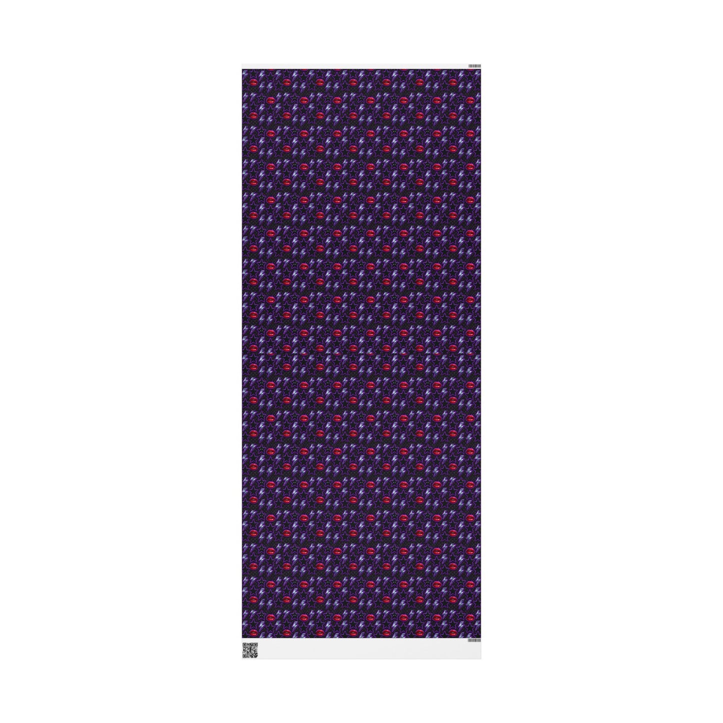Rockstar neon lips and lightning bolts wrapping paper | Holiday Gift Wrap, Dark Teal purple