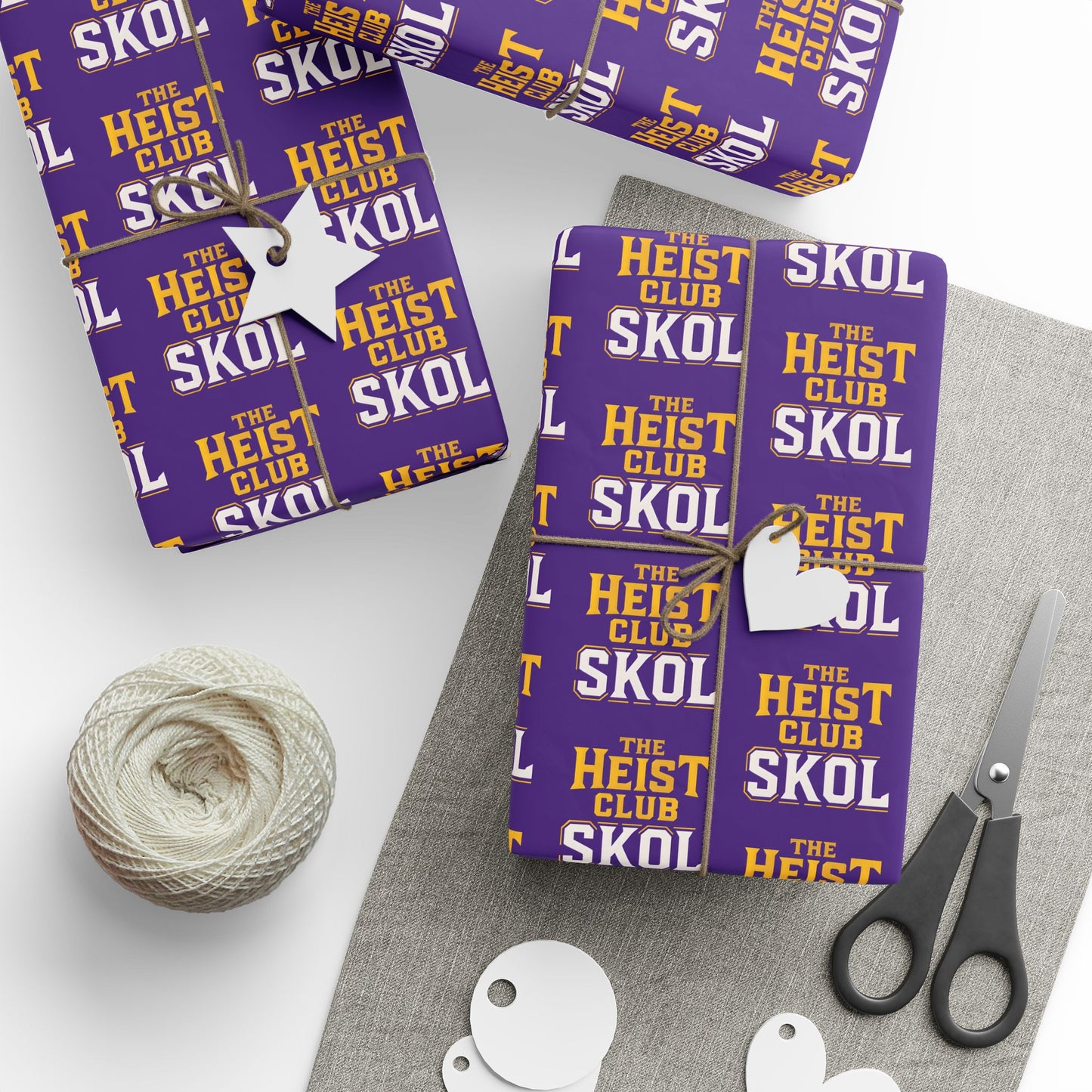Wrapping Paper, SKOL The Heist Club Gift Wrap, Christmas Holiday Present Decoration, Birthday Party Supplies, Elegant Black and Gold Design