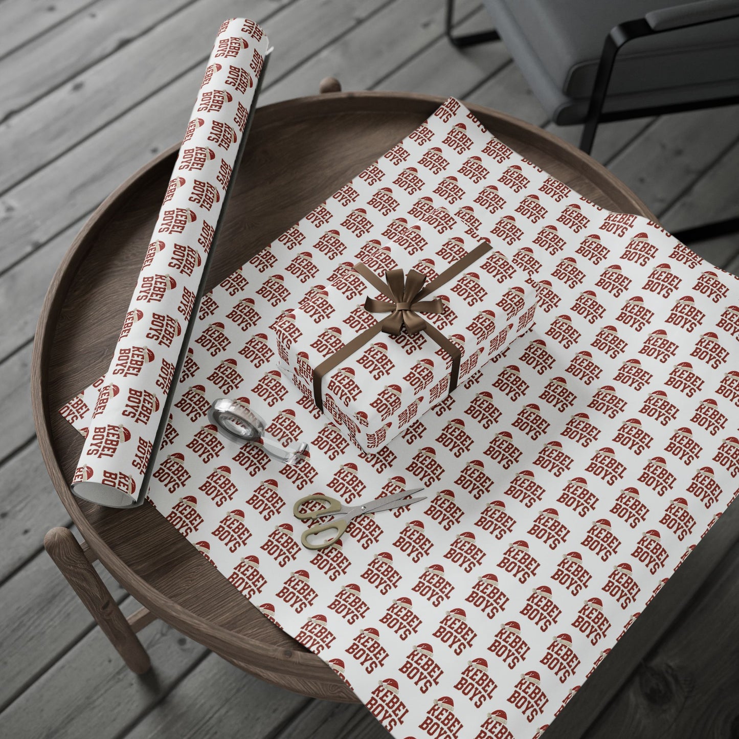 Rebel Boys Pattern Wrapping Paper | Red Typography Holiday Wrap