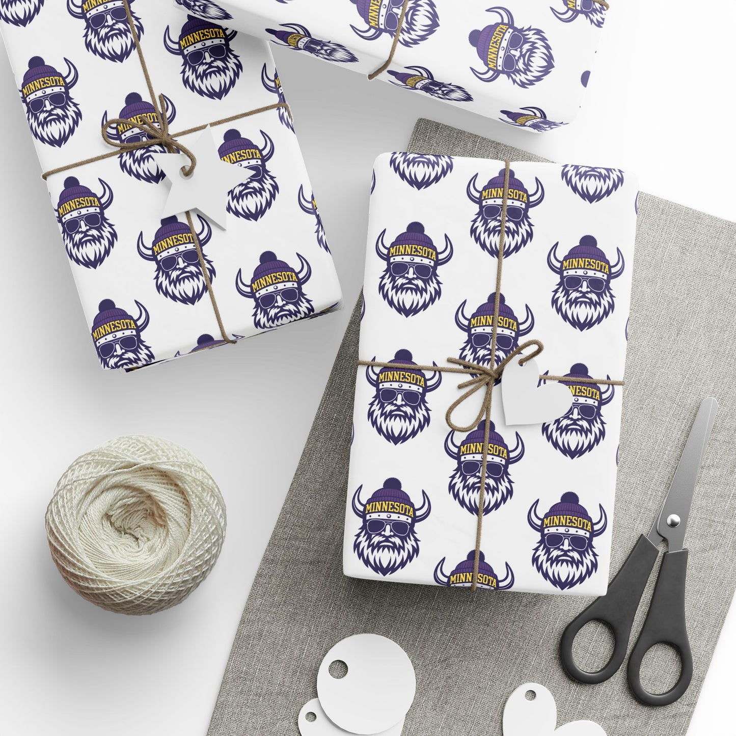 Wrapping Paper, MN Vikings Gift Wrap, Christmas Holiday Present Decoration, Birthday Party Supplies, Elegant Black and Gold Design