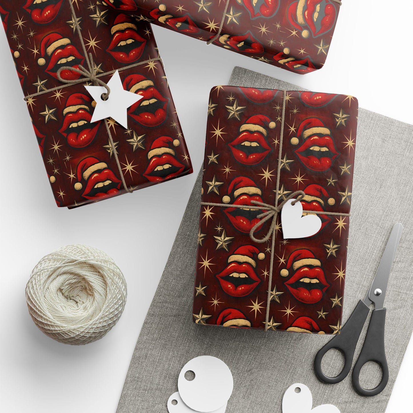 Santa lips Wrapping Papers | Holiday Candy Pattern