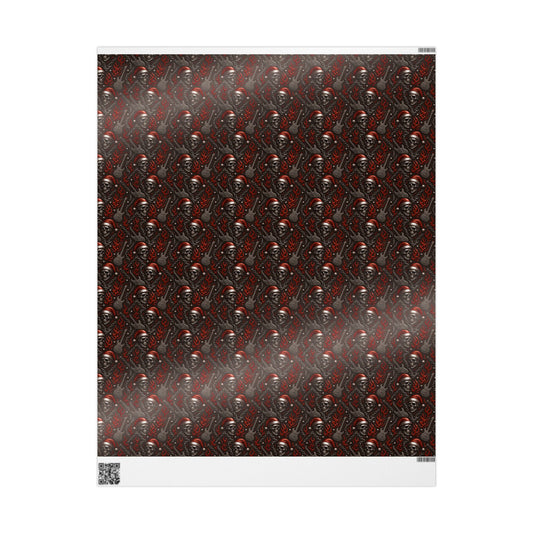 Rockstar Skeleton Santa Wrapping Paper | Christmas Gift Wrap | Edgy Holiday Paper