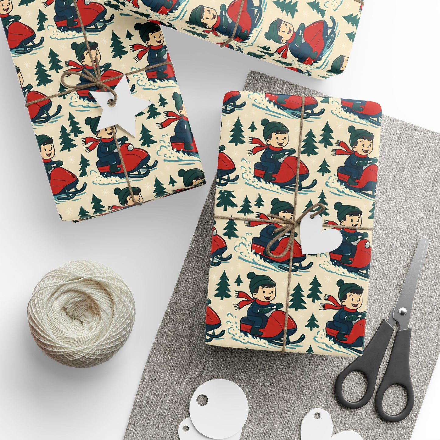 Snowmobiling Wrapping Paper, Winter Gift Wrap, Holiday Gift Wrap, Boys Birthday Party Supplies, Christmas Gift Wrap, Kids Gift Wrap