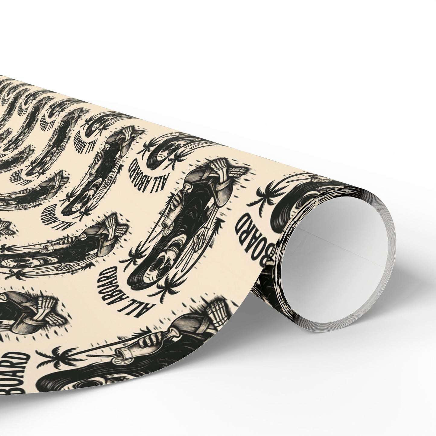 All Aboard Surfboard rockstar Wrapping Paper | Retro Surfing Motif