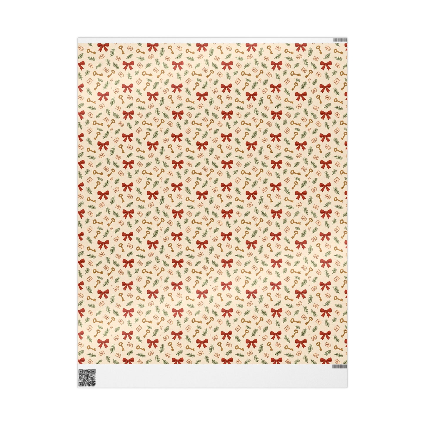 Heist Club Red Bow & Pine Sprig Wrapping Paper | Holiday Pattern