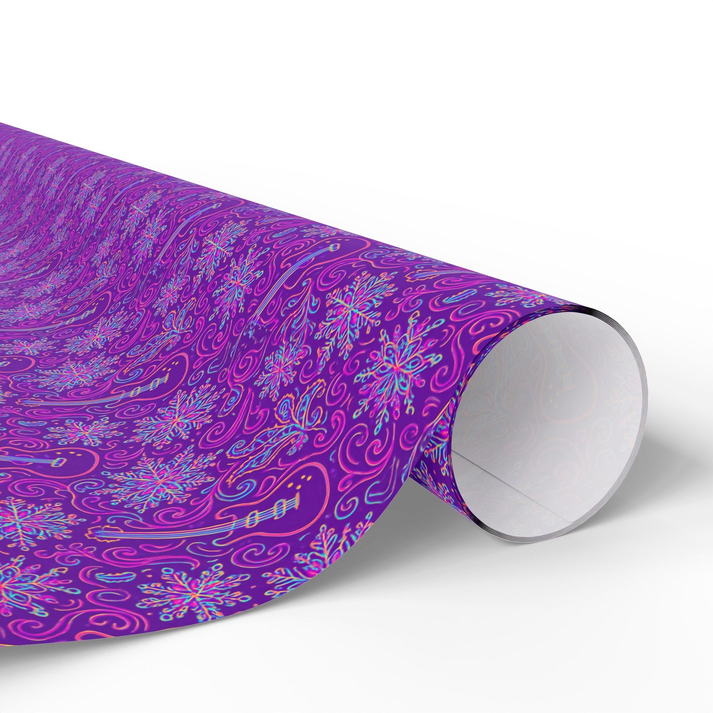 Rockstar neon psychedelic wrapping paper | Holiday Gift Wrap, Dark Teal purple