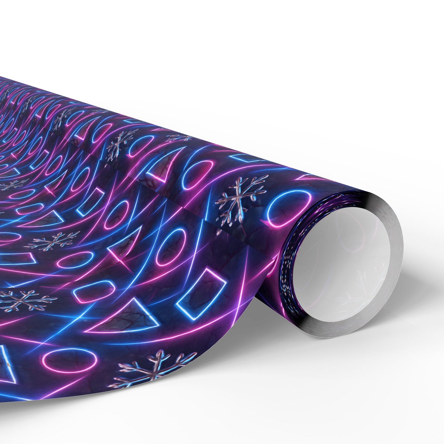 Rockstar neon glam blizzard wrapping paper | Holiday Gift Wrap, Dark Teal Red Gold