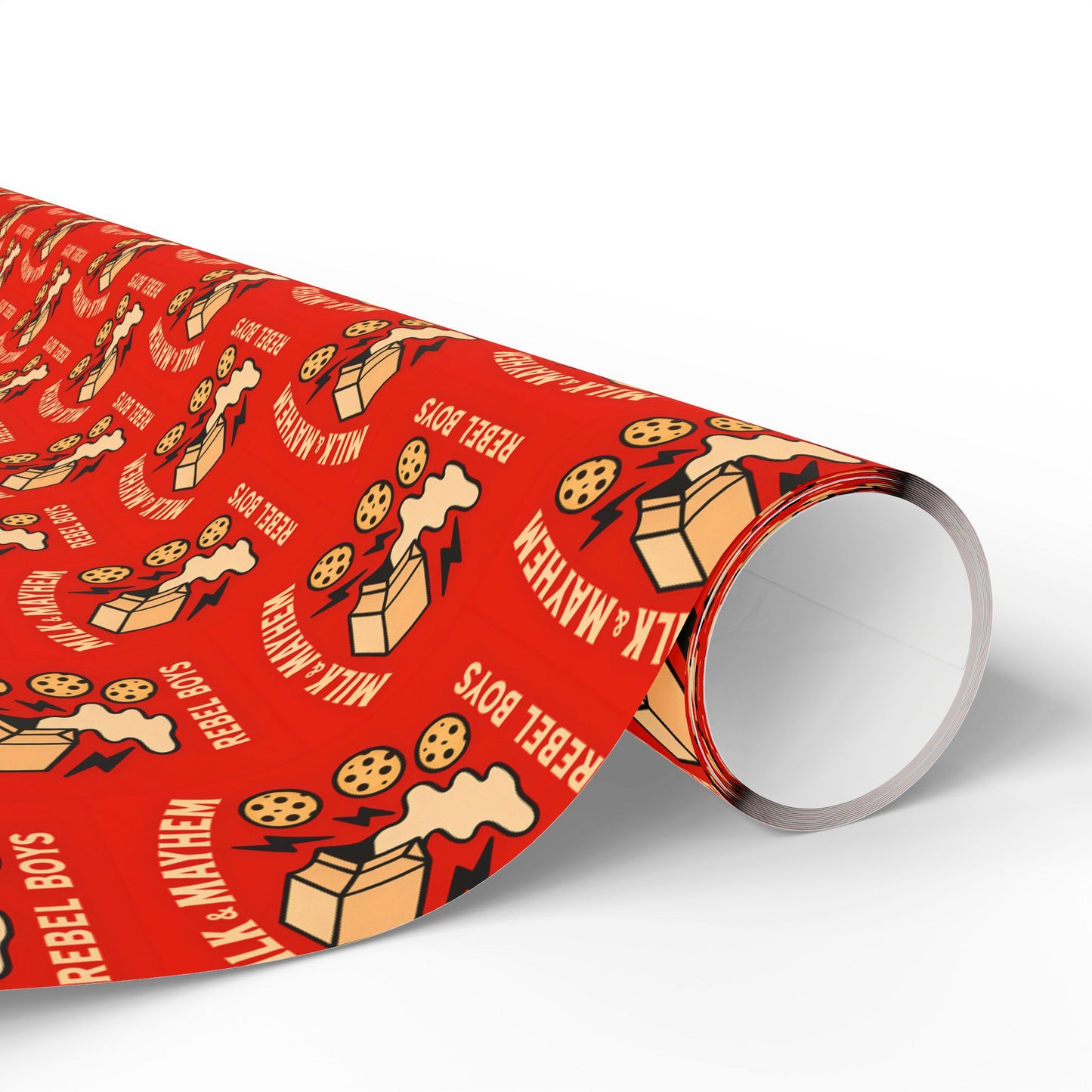 Rebel Boys Milk and Mayhem Wrapping Paper, Gift Wrap, Unique Design, Boys Birthday Party, Kids Gift Packaging, Fun Pattern