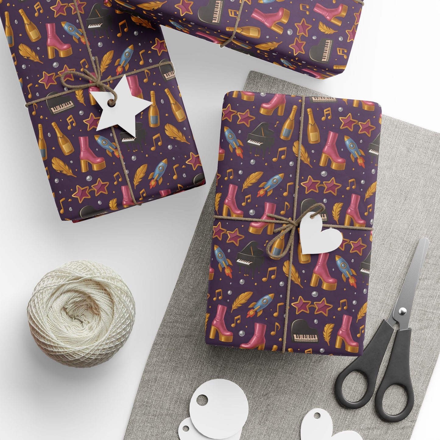 Wrapping Paper Set, Elton Gift Wrap, Music Icon Present Decor, Rock Star Birthday Party Supplies, Unique Holiday Wrappers, Retro Pop
