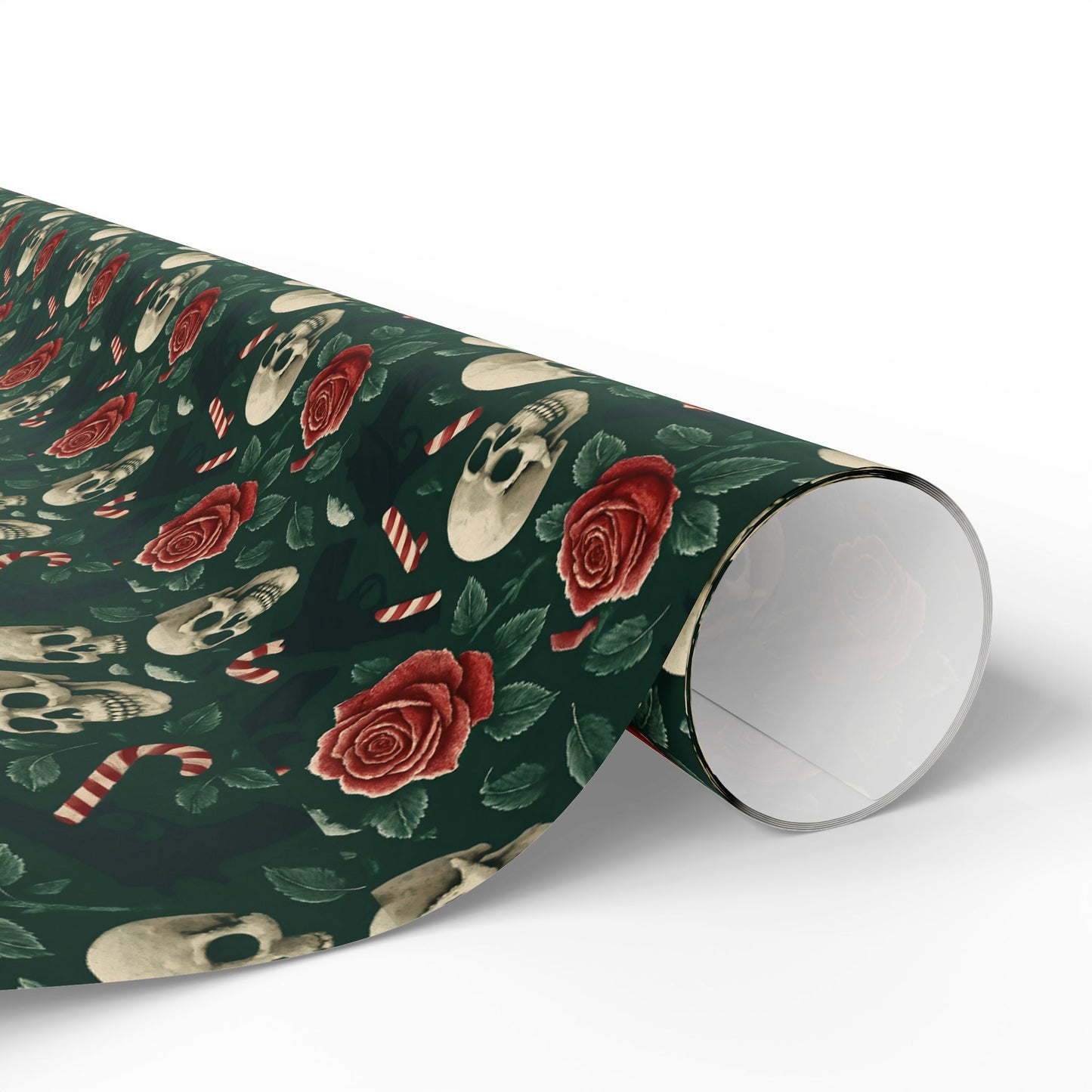 Rockstar skull and candy cane wrapping paper | Holiday Gift Wrap, Dark Teal Red Gold