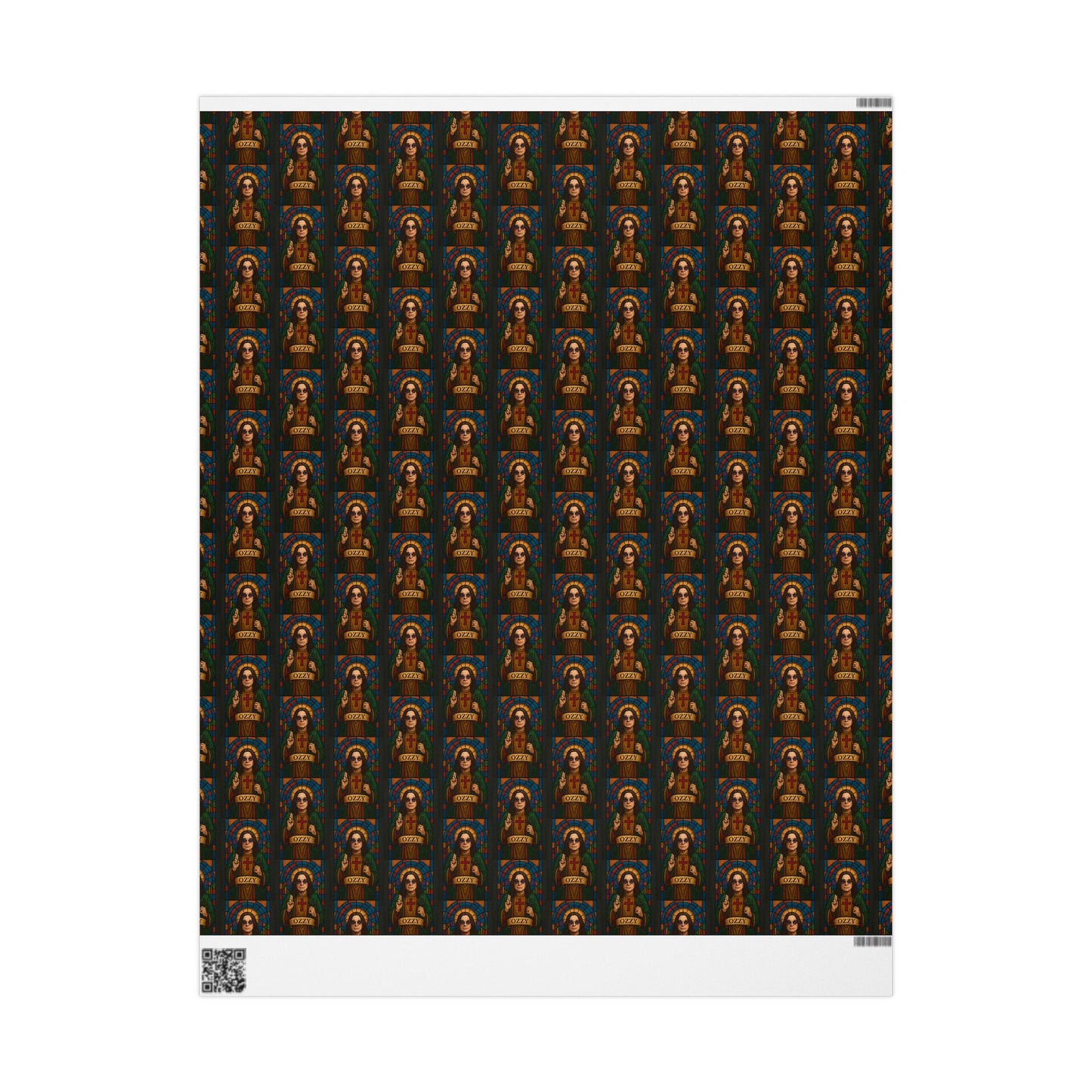Rockstar wrapping paper, Oz Stained Glass Saint Pattern wrapping paper | Religious Holiday Wrap