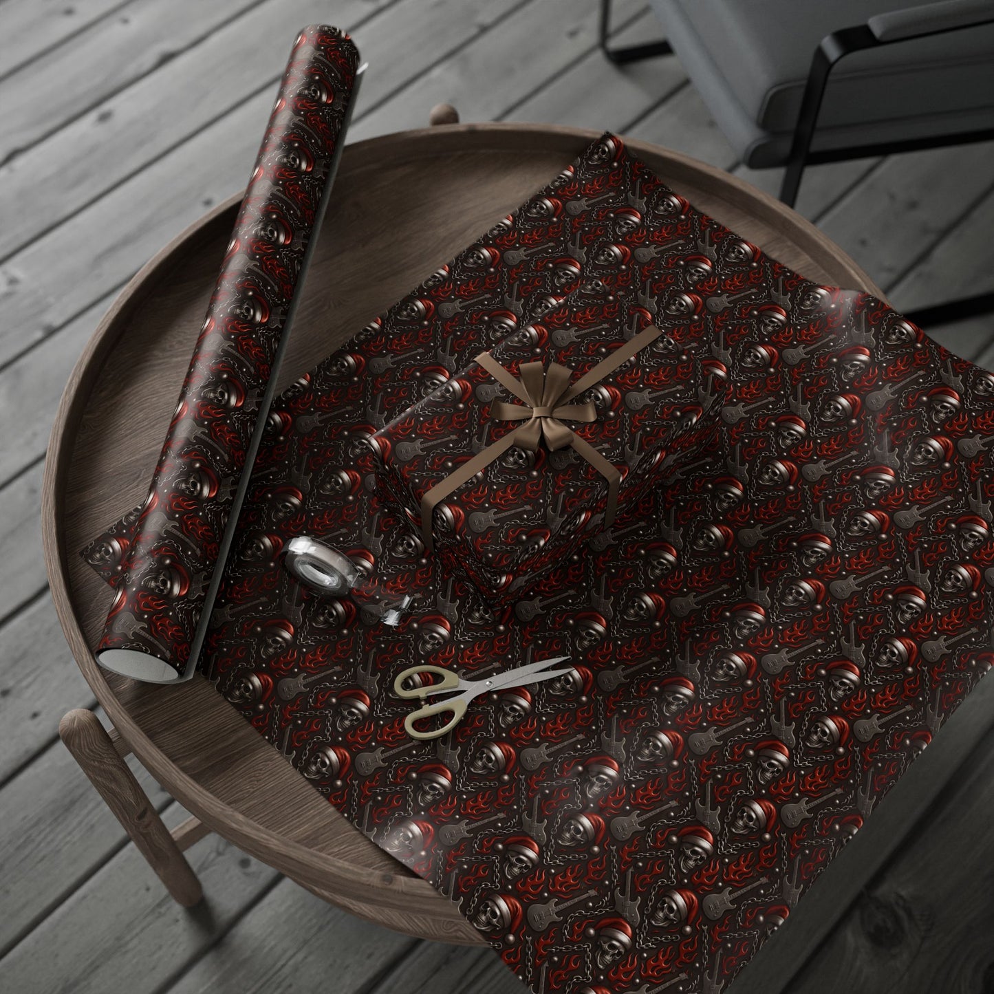 Rockstar Skeleton Santa Wrapping Paper | Christmas Gift Wrap | Edgy Holiday Paper