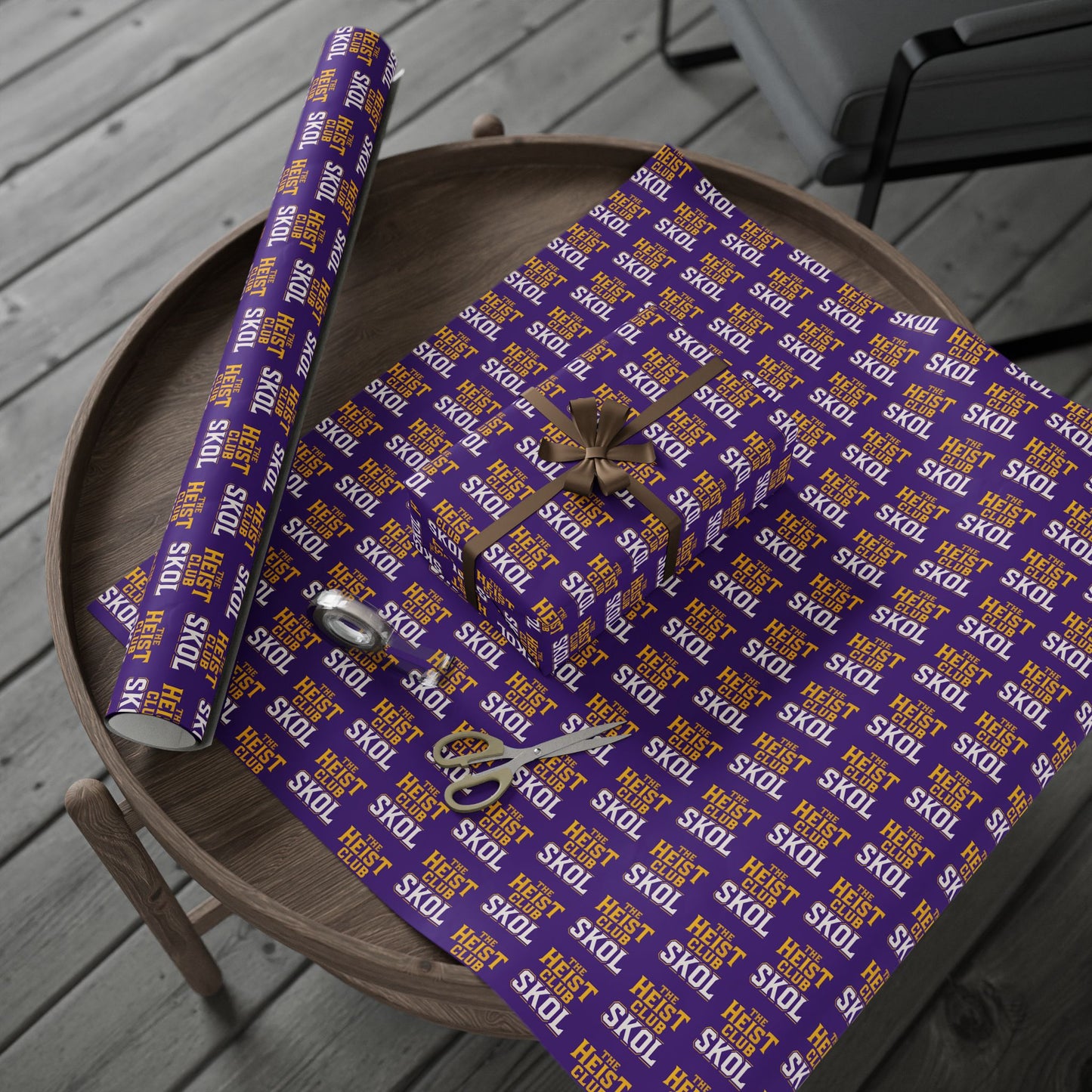 Wrapping Paper, SKOL The Heist Club Gift Wrap, Christmas Holiday Present Decoration, Birthday Party Supplies, Elegant Black and Gold Design