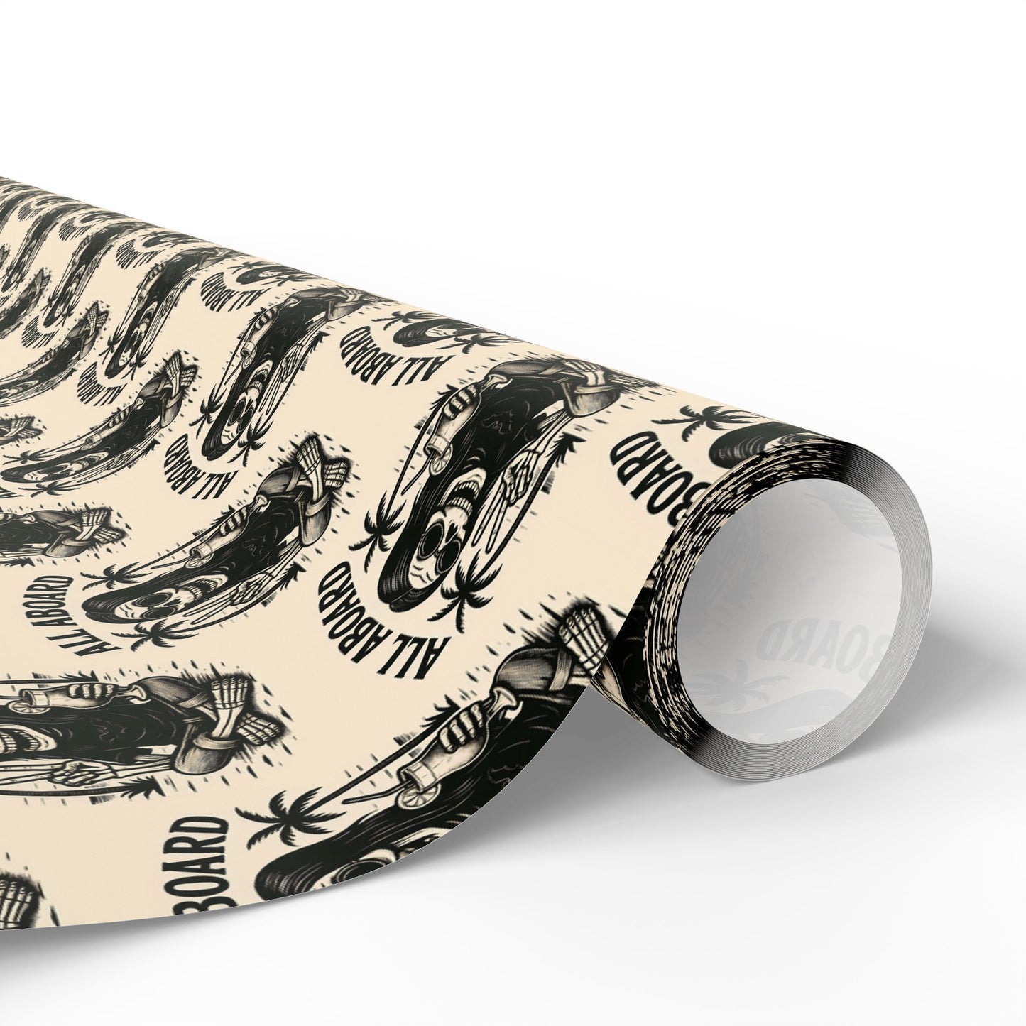 All Aboard Surfboard rockstar Wrapping Paper | Retro Surfing Motif