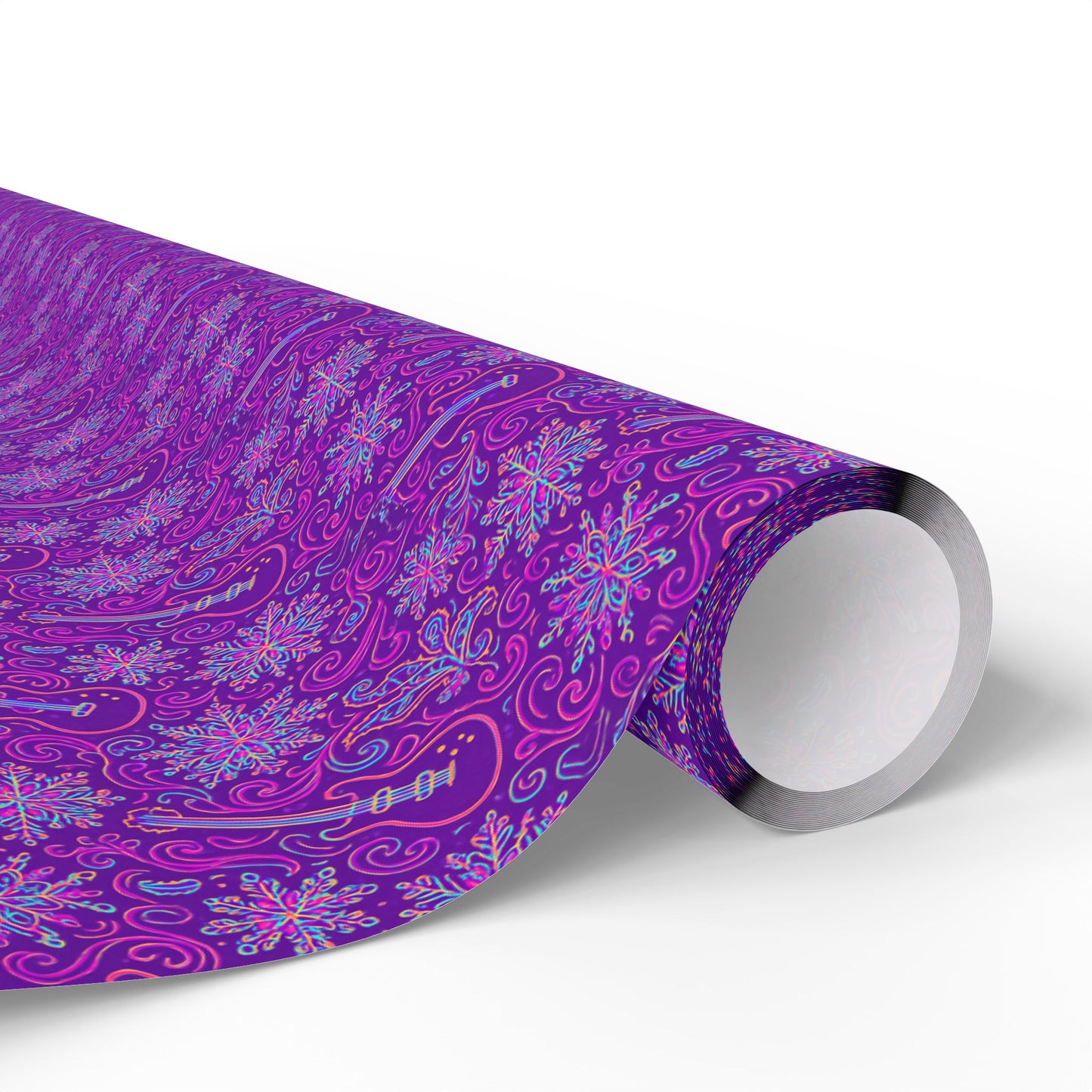 Rockstar neon psychedelic wrapping paper | Holiday Gift Wrap, Dark Teal purple