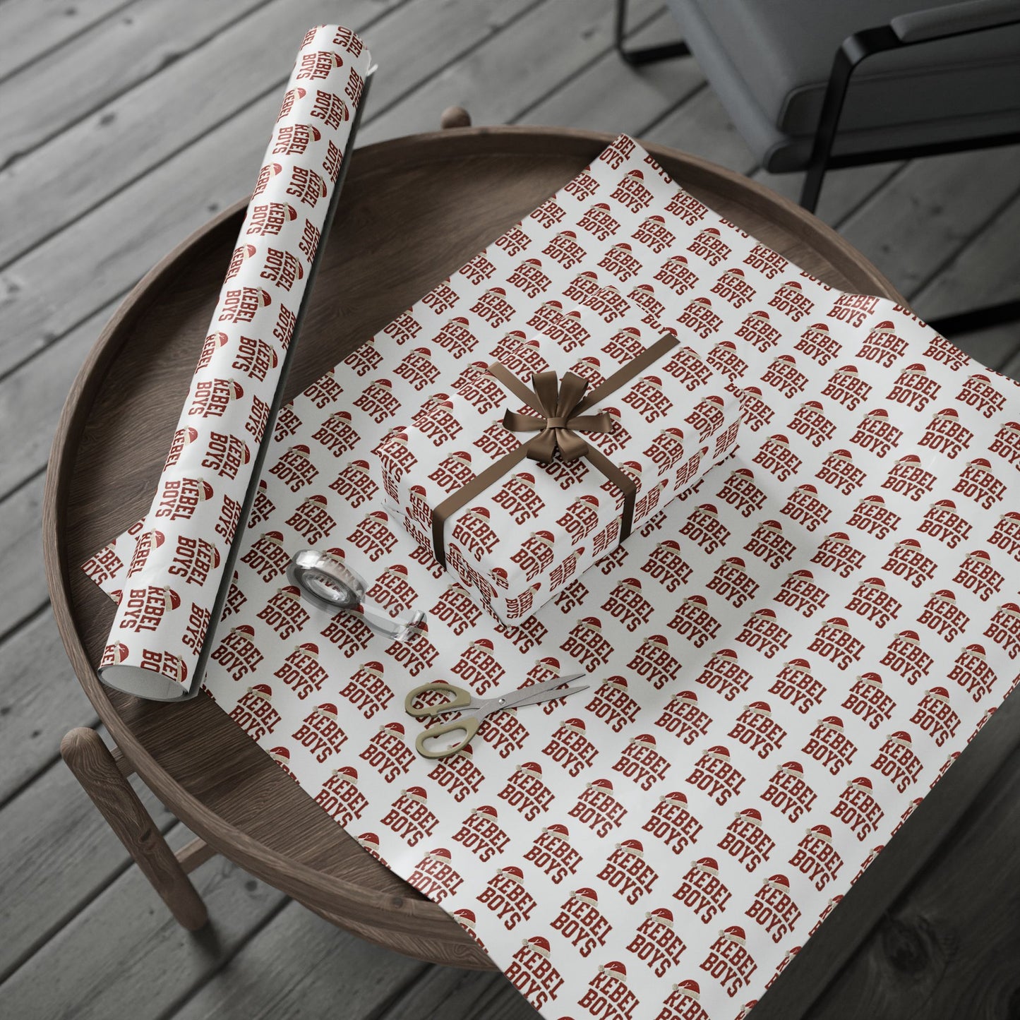 Rebel Boys Pattern Wrapping Paper | Red Typography Holiday Wrap