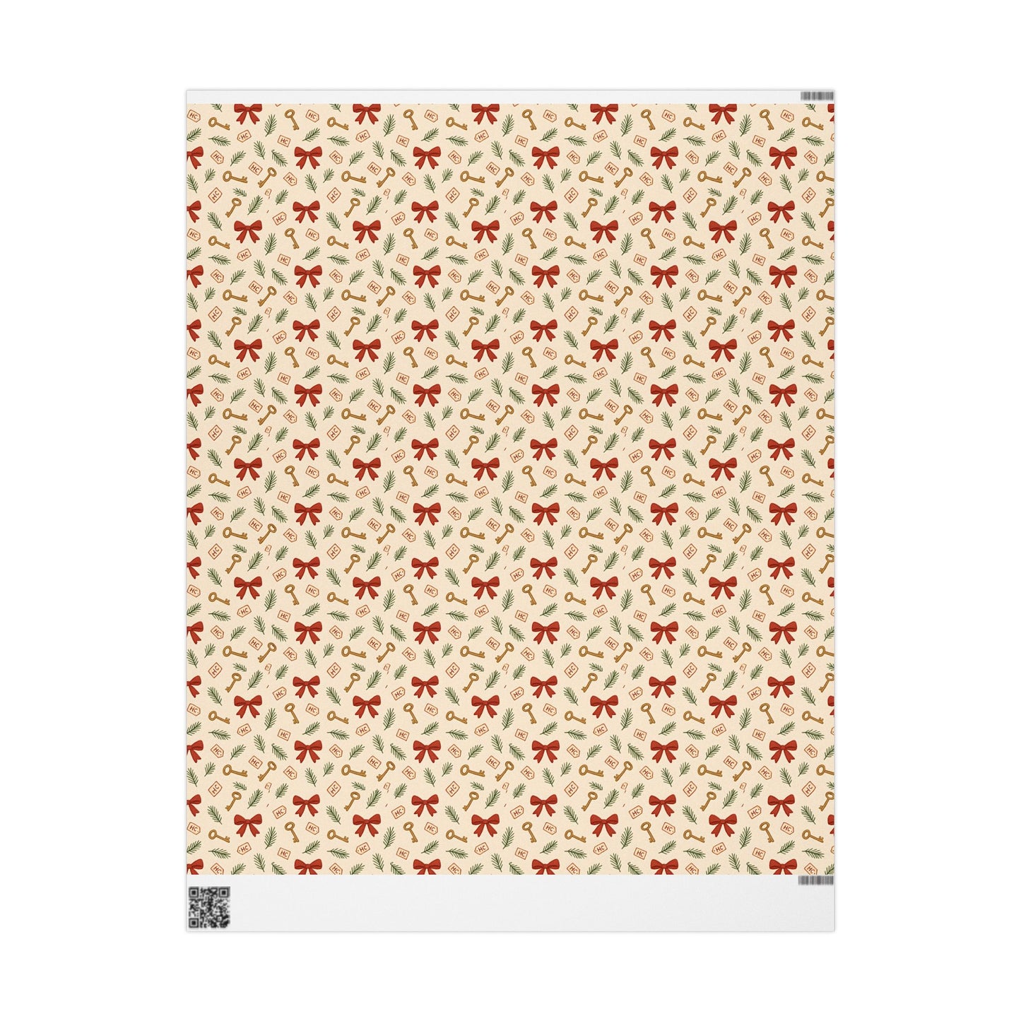Heist Club Red Bow & Pine Sprig Wrapping Paper | Holiday Pattern