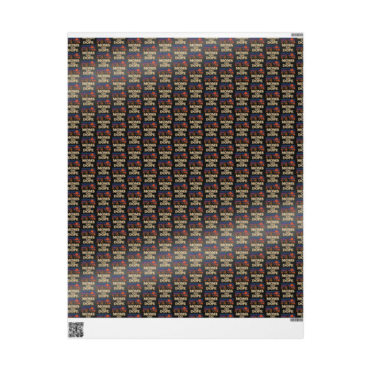 Moms Are Dope wrapping paper | Retro floral stripe pattern