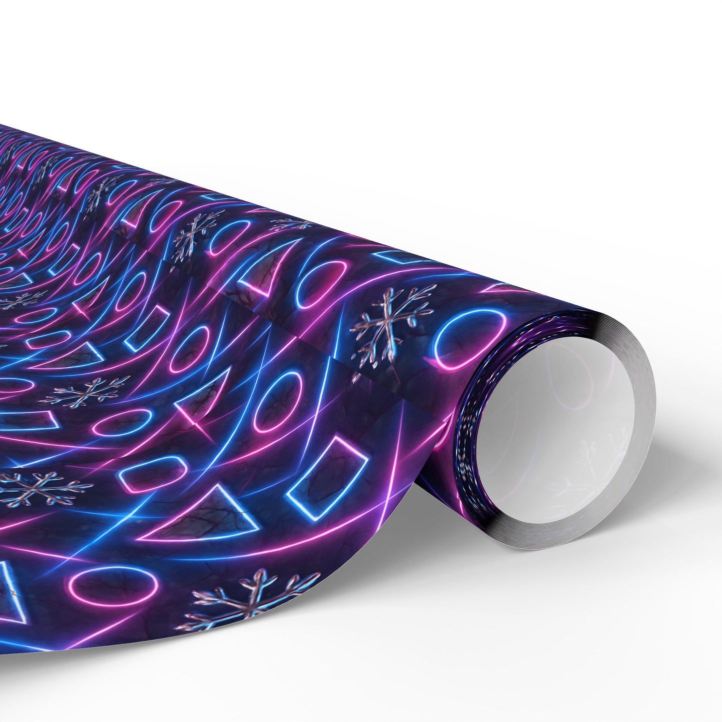 Rockstar neon glam blizzard wrapping paper | Holiday Gift Wrap, Dark Teal Red Gold