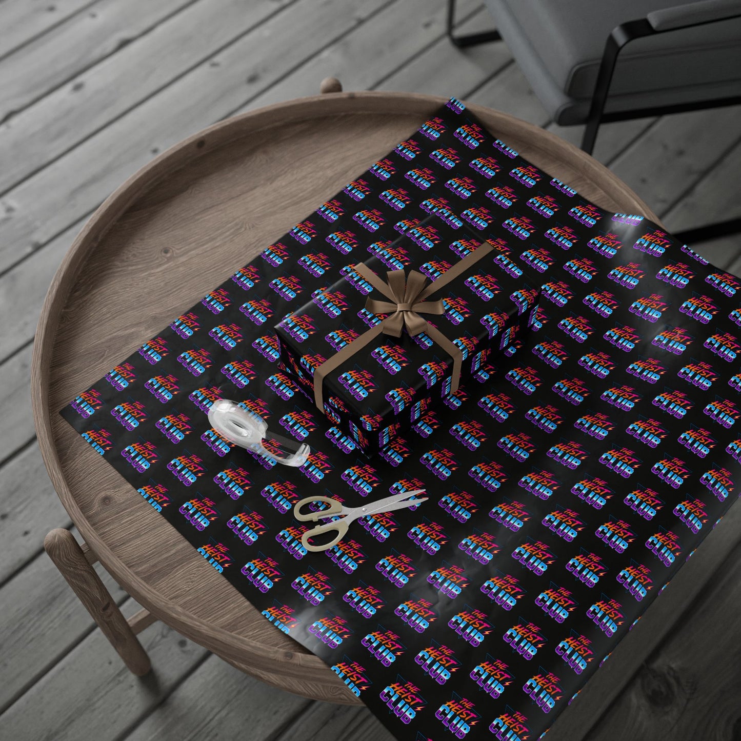 Wrapping Paper, The Heist Club Gift Wrap, Christmas Holiday Present Decoration, Birthday Party Supplies, Elegant Black and Gold Design