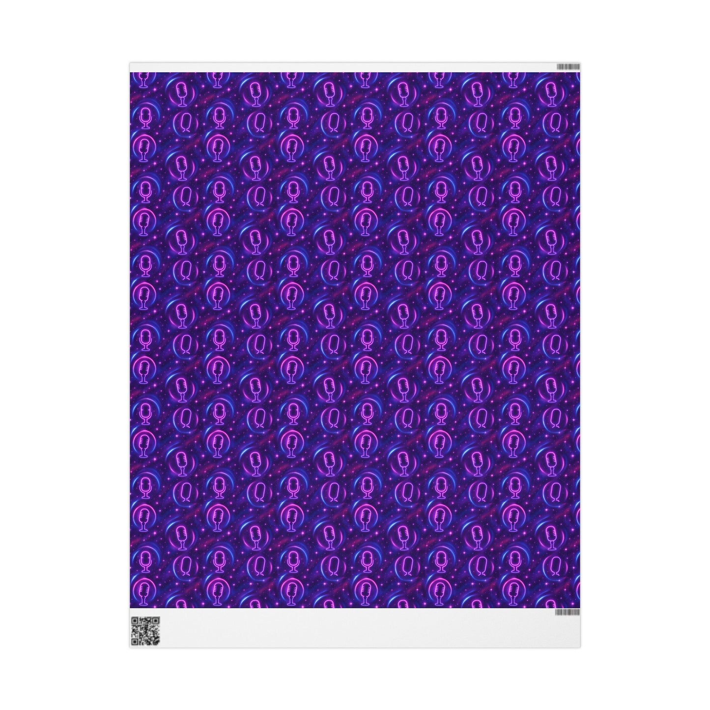 Rockstar neon microphones and stars wrapping paper | Holiday Gift Wrap, Dark Teal purple
