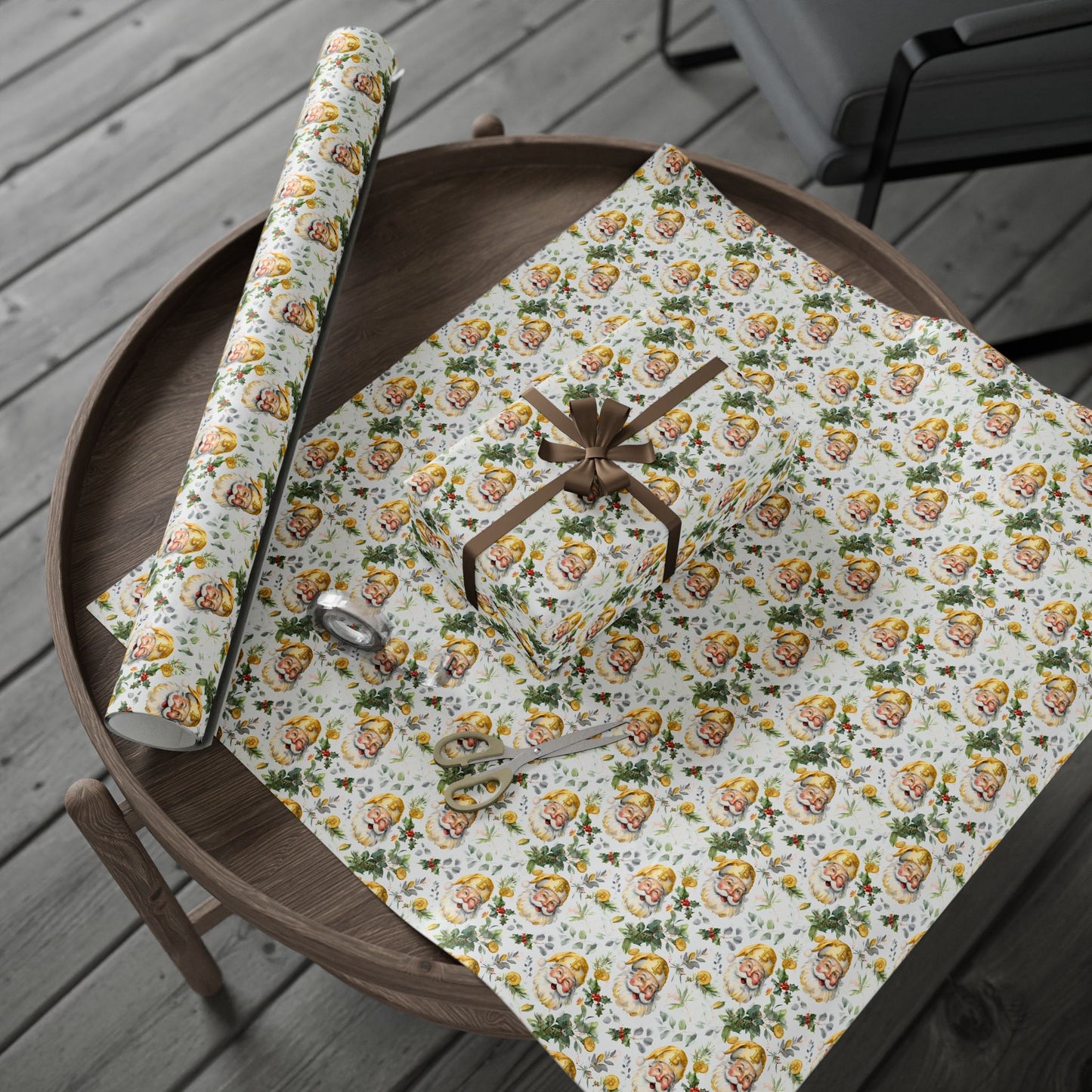 Bitcoin Santa Wrapping Paper, Christmas Gift Wrap, Holiday Present Decoration, Cryptocurrency Xmas Paper Roll, Festive Digital Currency