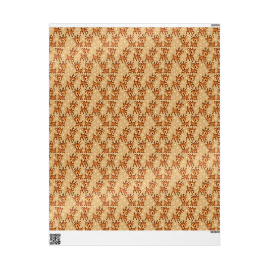 Cute Fawn Pattern Wrapping Paper | Deer Print Gift Wrap, Neutral Holiday Paper