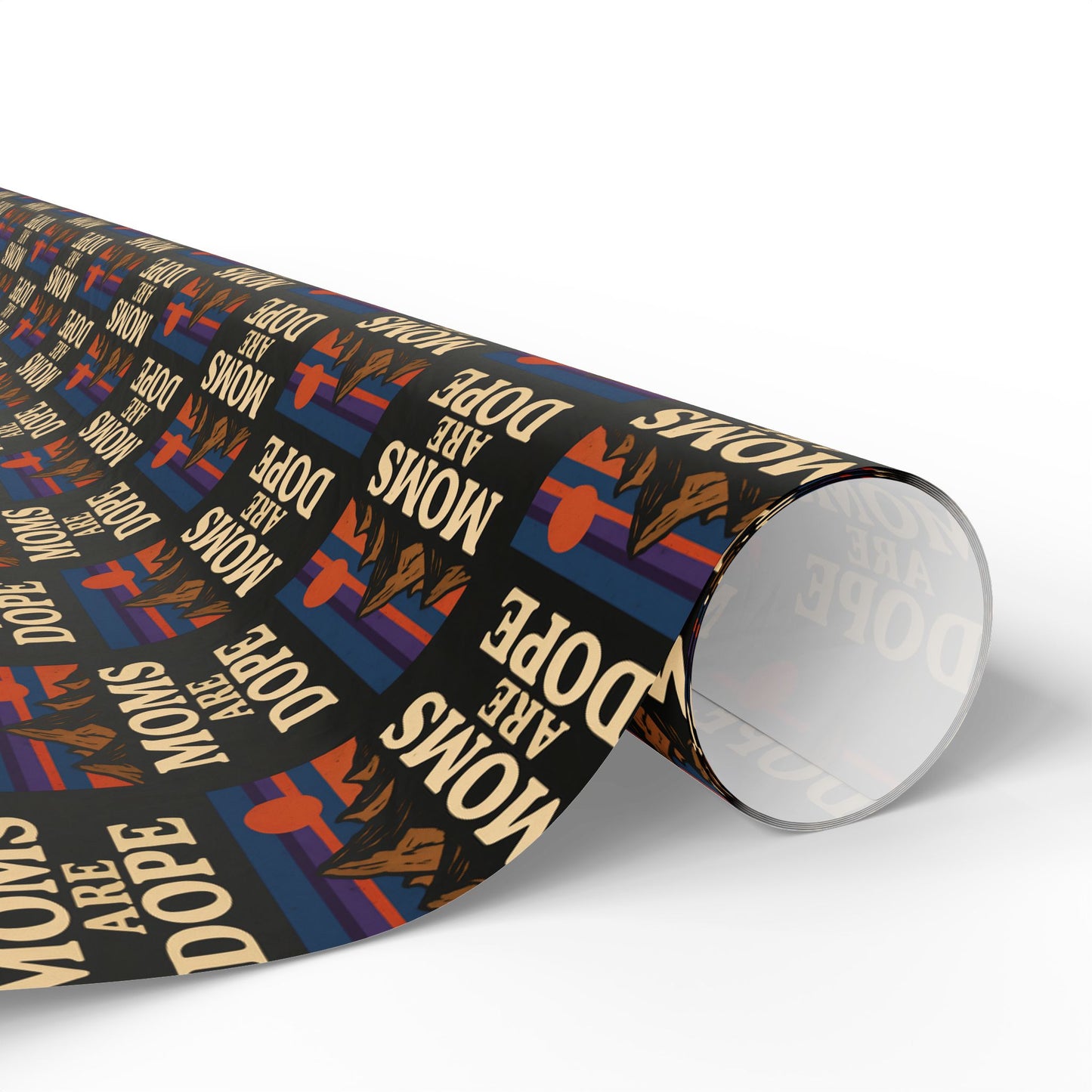 Moms Are Dope wrapping paper | Retro floral stripe pattern