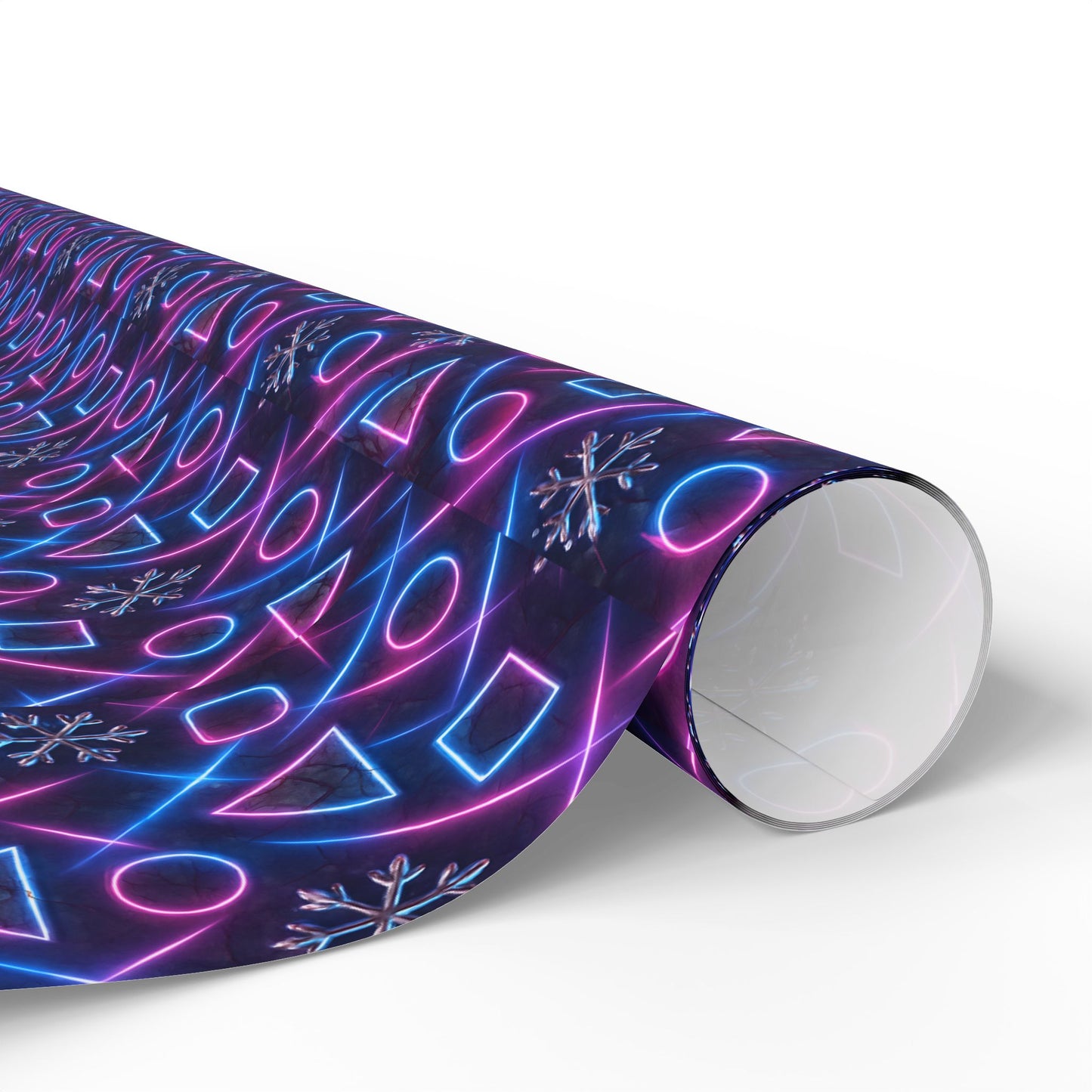 Rockstar neon glam blizzard wrapping paper | Holiday Gift Wrap, Dark Teal Red Gold