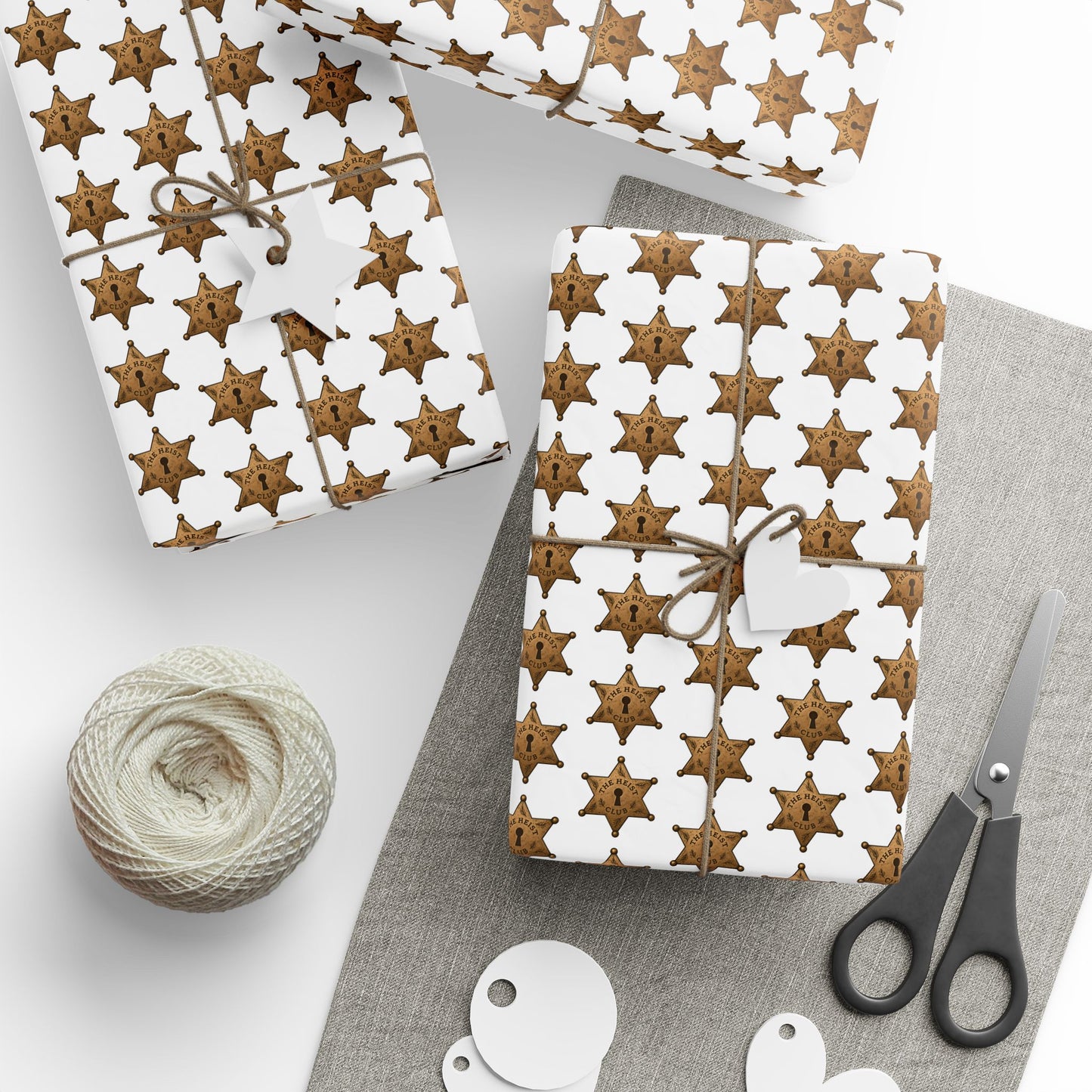 Sheriff Badge Pattern Wrapping Paper | Western Star Kids Party Wrap