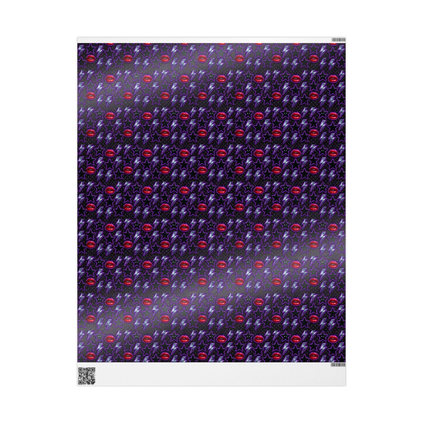 Rockstar neon lips and lightning bolts wrapping paper | Holiday Gift Wrap, Dark Teal purple