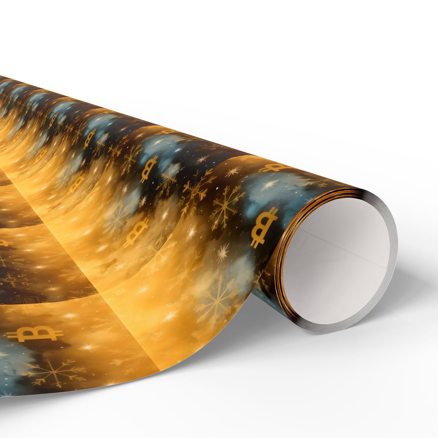 Wrapping Papers, Bitcoin snowflake gold and navy design, Christmas gift wrap, holiday wrapping paper, cryptocurrency theme, luxury gift wrap