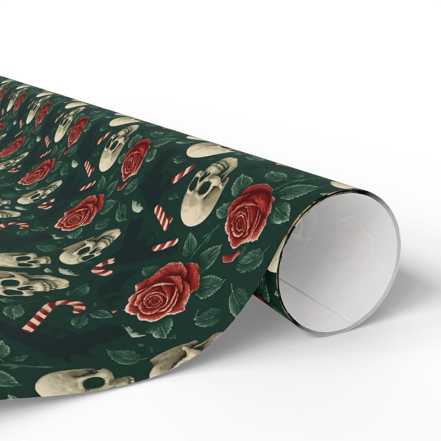 Rockstar skull and candy cane wrapping paper | Holiday Gift Wrap, Dark Teal Red Gold