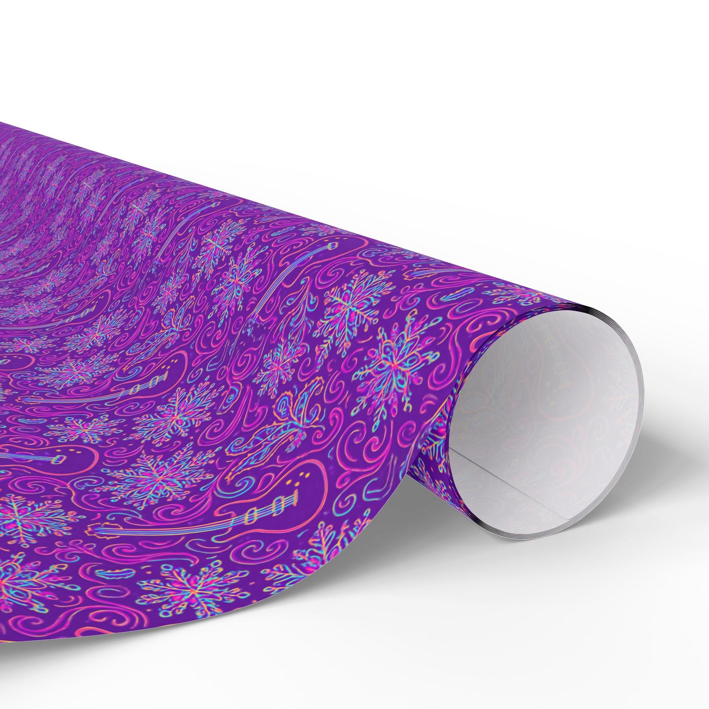 Rockstar neon psychedelic wrapping paper | Holiday Gift Wrap, Dark Teal purple