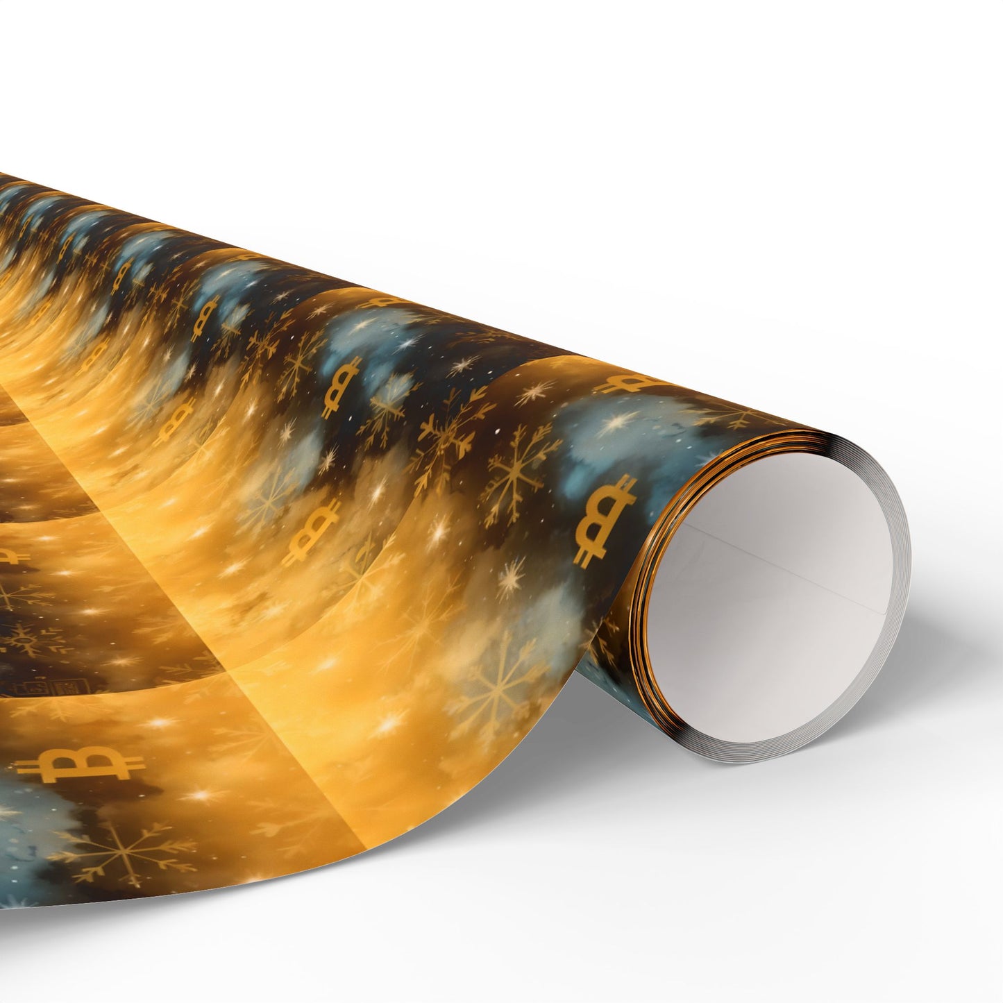 Wrapping Papers, Bitcoin snowflake gold and navy design, Christmas gift wrap, holiday wrapping paper, cryptocurrency theme, luxury gift wrap