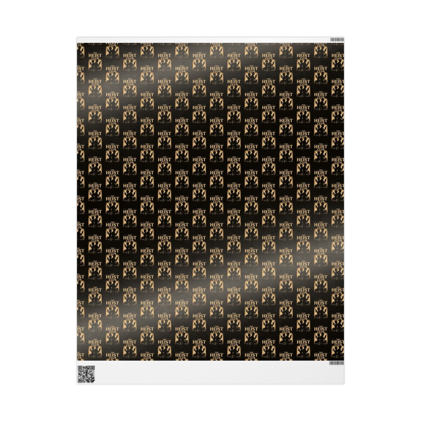 Heist Club Pattern Wrapping Paper | Black and Gold Robber Logo