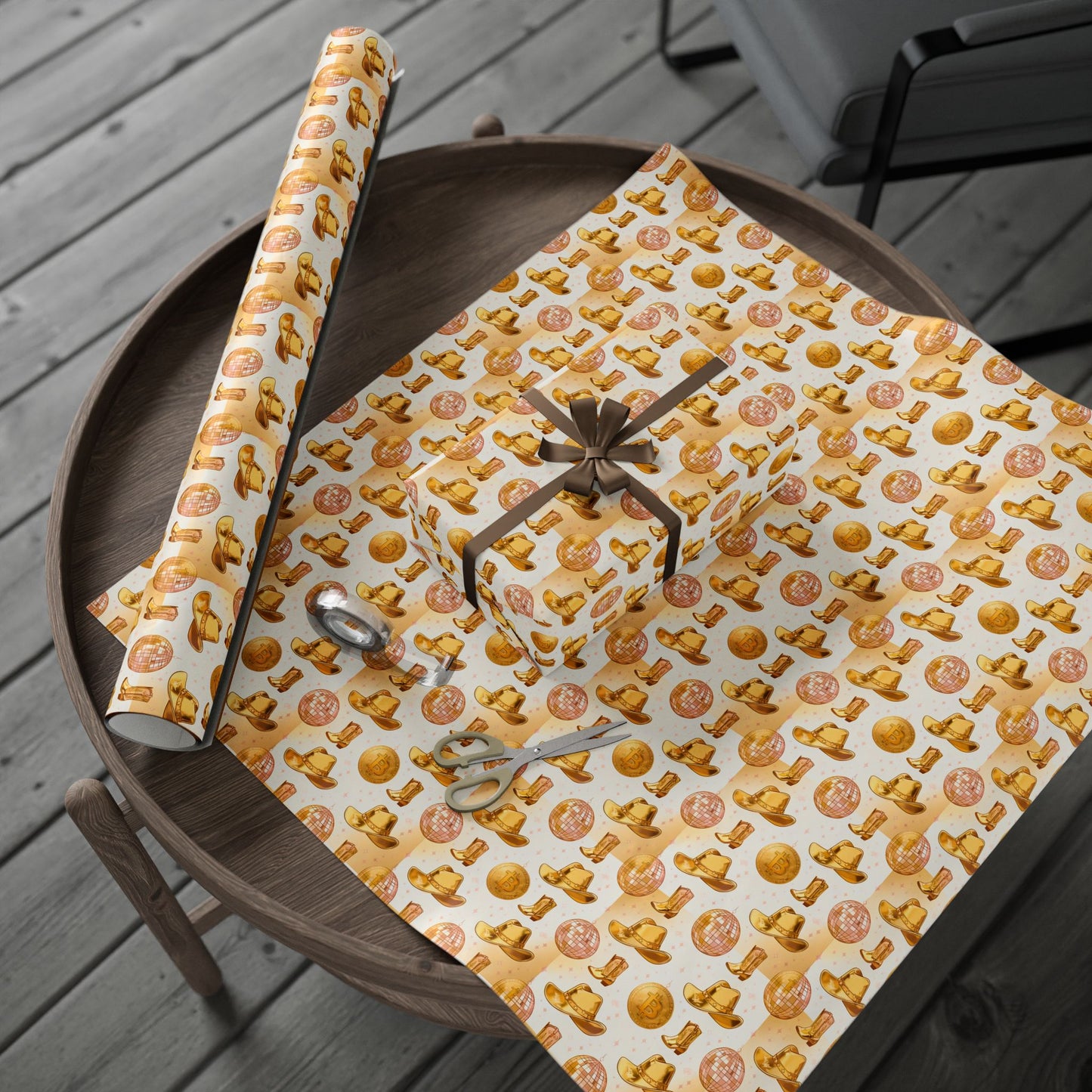 Bitcoin Cowboy Wrapping Paper, Cryptocurrency Christmas Gift Wrap, Digital Currency Holiday Present Decor, Blockchain Birthday Party
