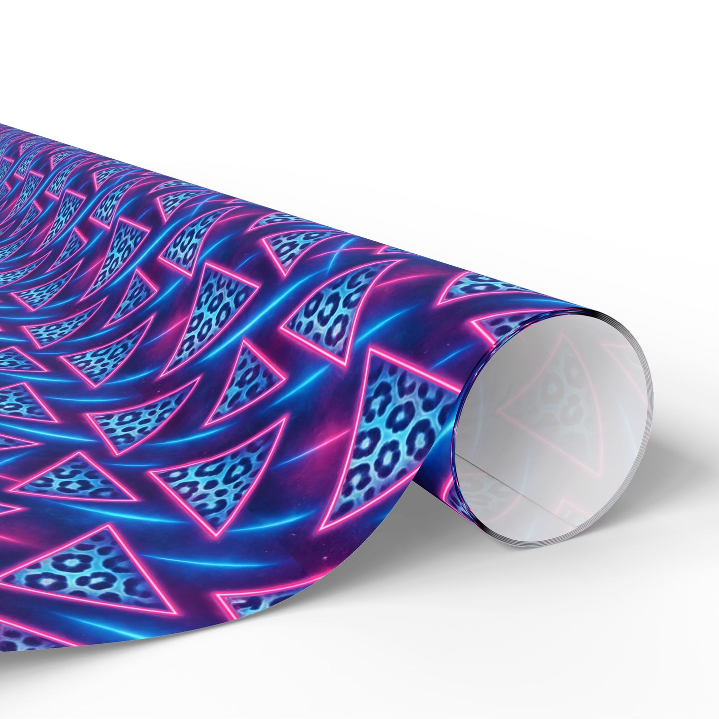 Rockstar neon leopard triangles wrapping paper | Holiday Gift Wrap, Dark Teal purple