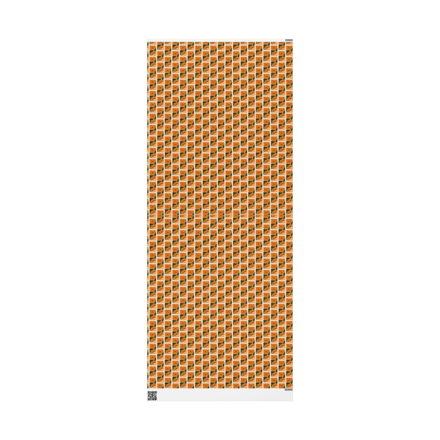 Orange Floral Tile Wrapping Paper | Pumpkin Blossom Pattern