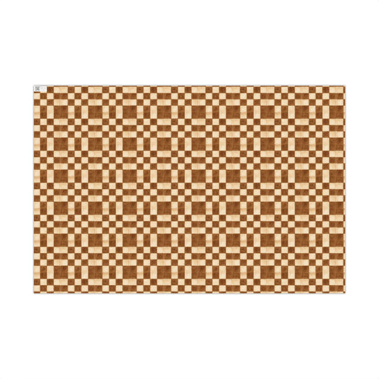 Brown Watercolor Checkerboard Gift Wrap Paper | Plaid Wrapping Paper
