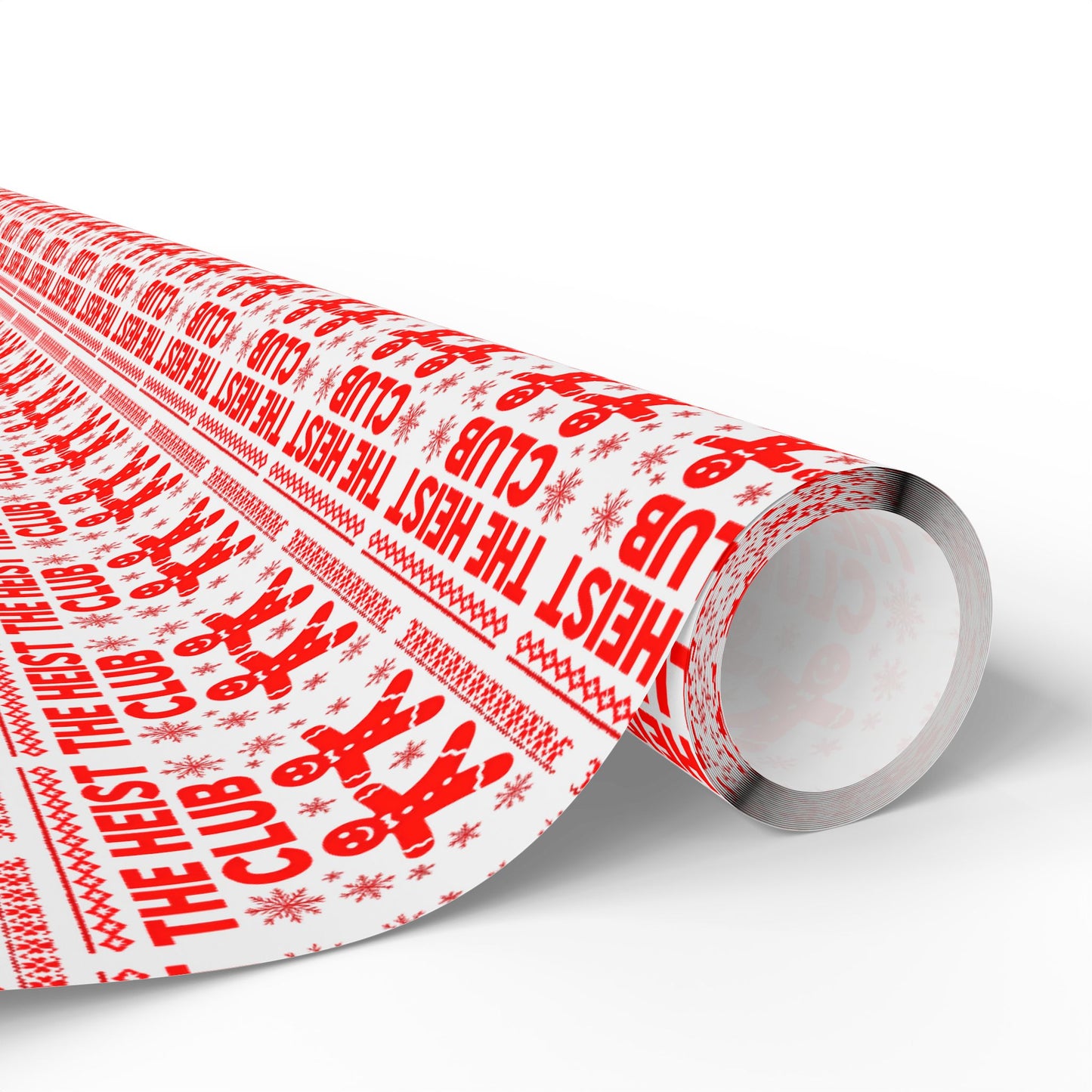 The Heist Club Wrapping Paper | Red holiday novelty paper