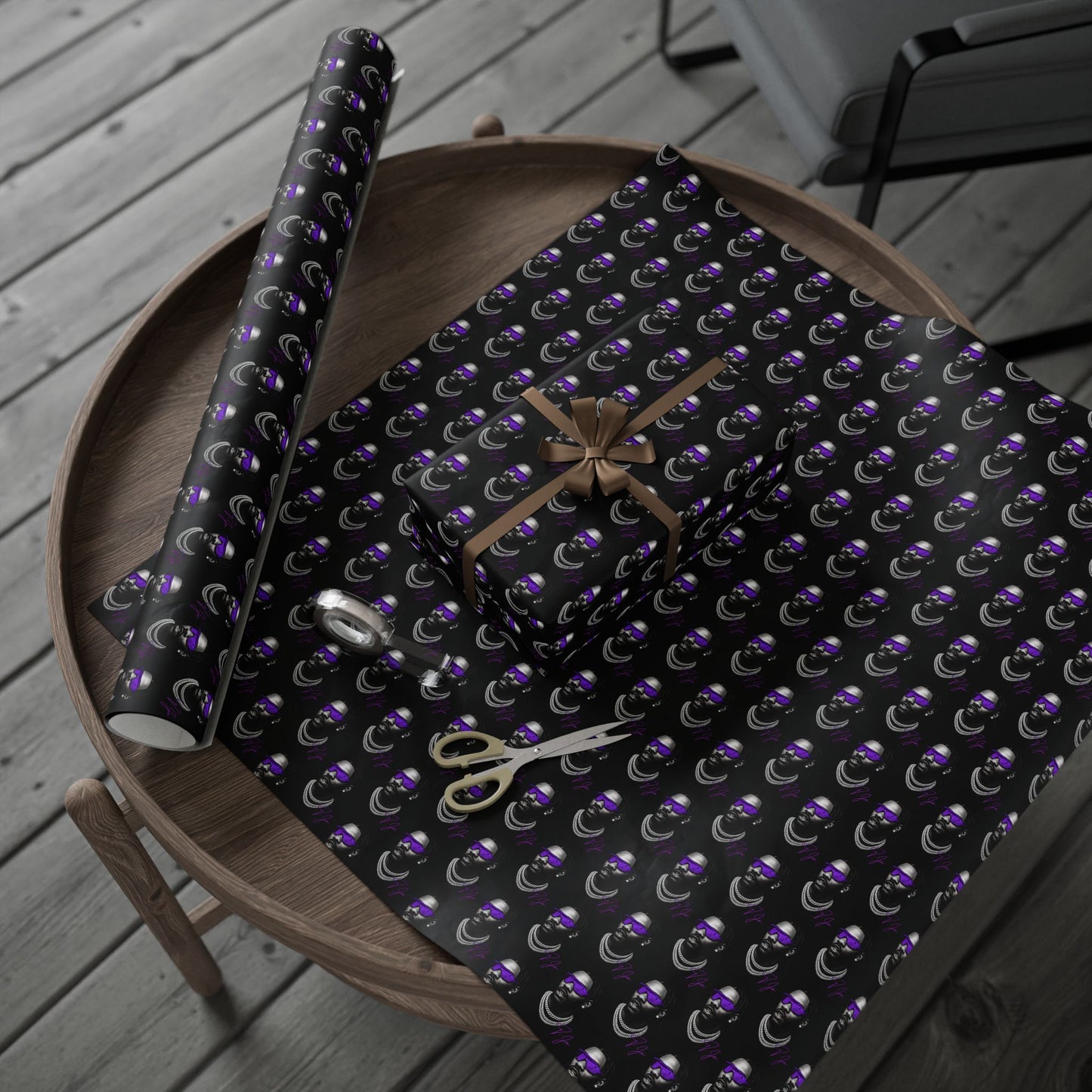 Wrapping Paper, MN VIKINGS Gift Wrap, Christmas Holiday Present Decoration, Birthday Party Supplies, Elegant Black and Gold Design