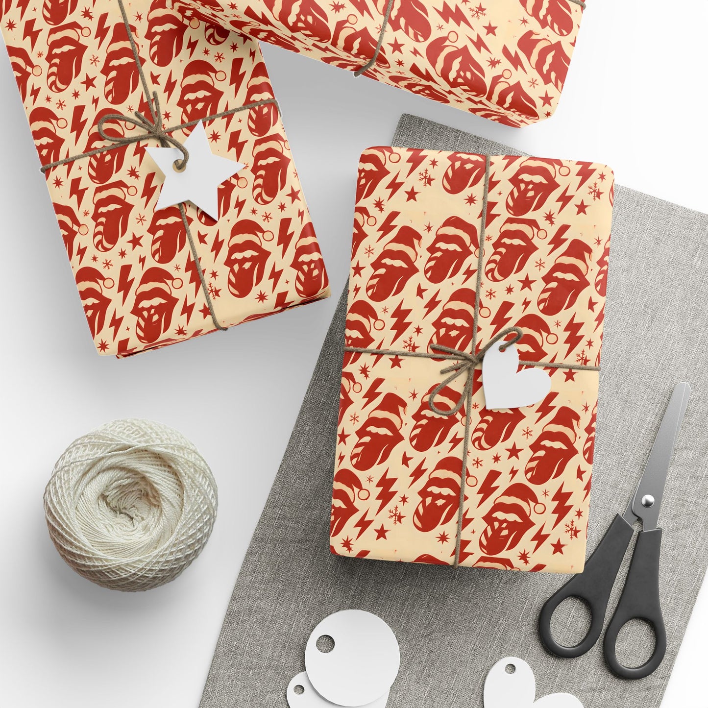 Christmas Lips and Snowflakes Wrapping Papers, Holiday Gift Wrap, Festive Present Packaging, Winter Gift Wrap Roll, Red Lips and Snowflakes
