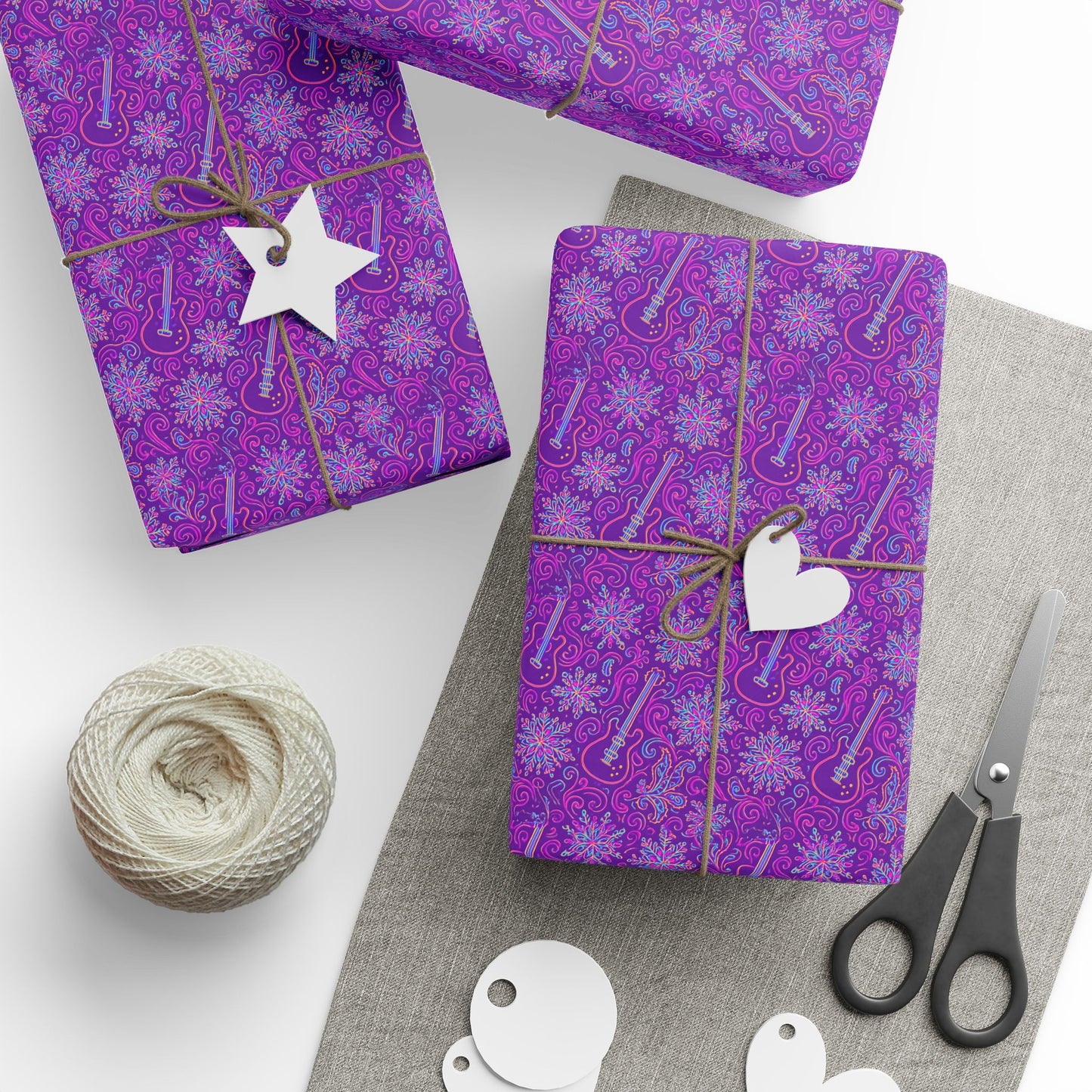 Rockstar neon psychedelic wrapping paper | Holiday Gift Wrap, Dark Teal purple