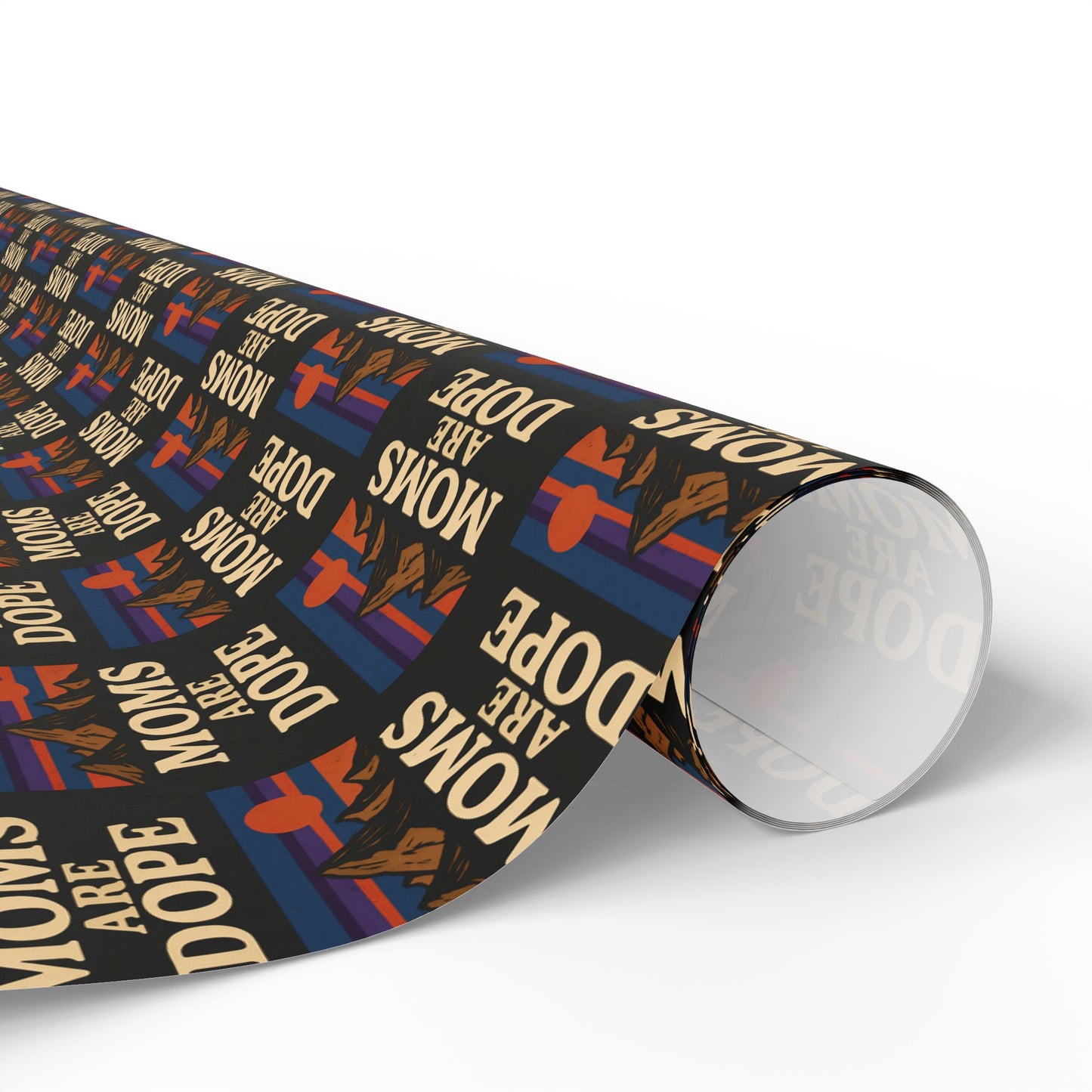 Moms Are Dope wrapping paper | Retro floral stripe pattern