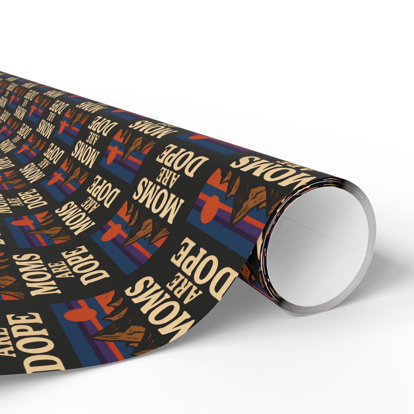 Moms Are Dope wrapping paper | Retro floral stripe pattern